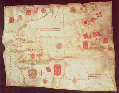 Map of the Atlantic Ocean, c.1550 by Portuguese School
